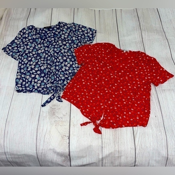 MADEWELL Women's Novel Tie-Front Tops - Bundle of TWO - Size Small - Picture 2 of 16
